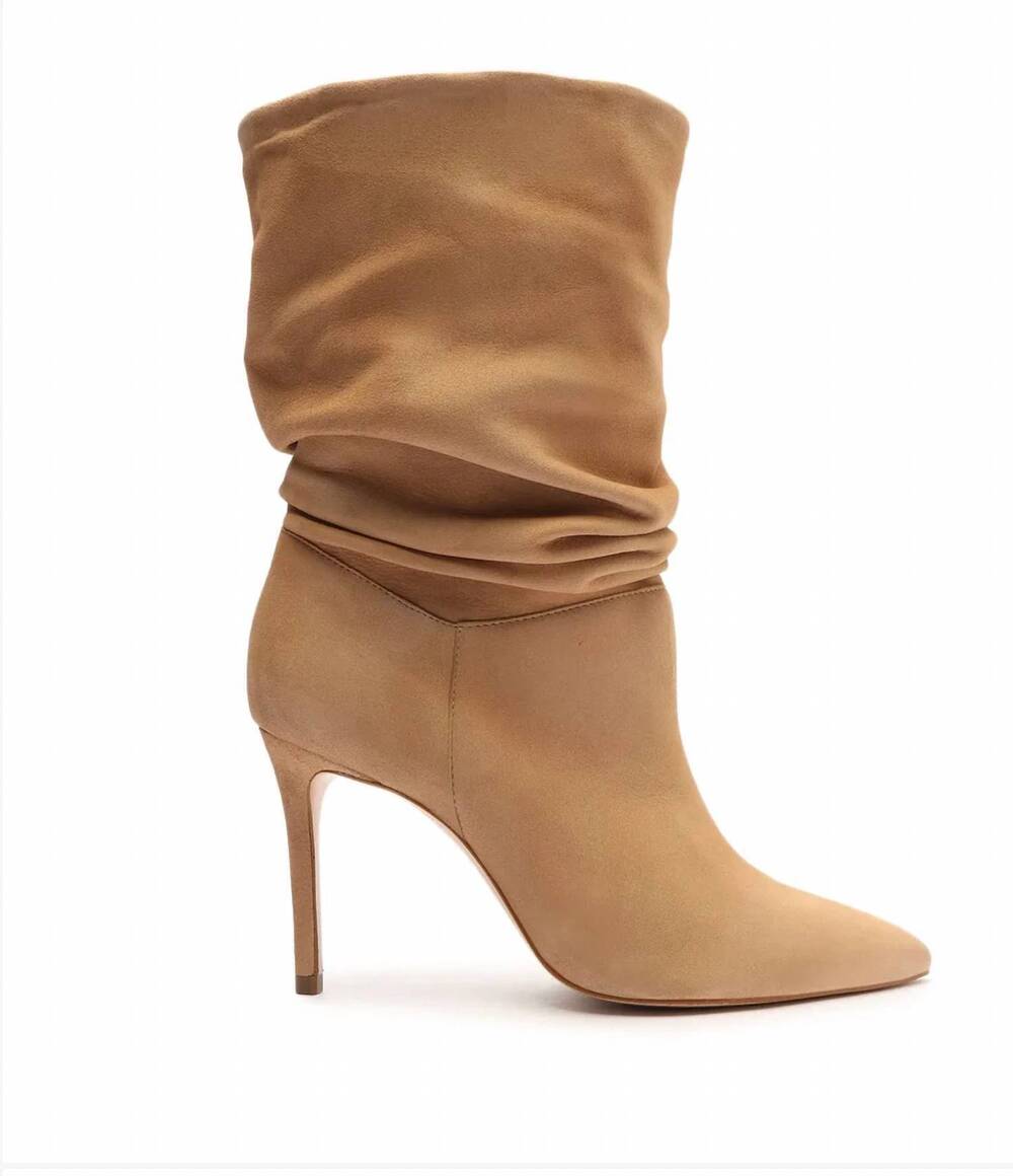 NEW SCHUTZ women's ashlee suede bootie in honey beige